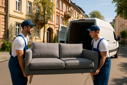 Möbeltransport per Beiladung Freiburg – Sofa wird in den Transporter geladen